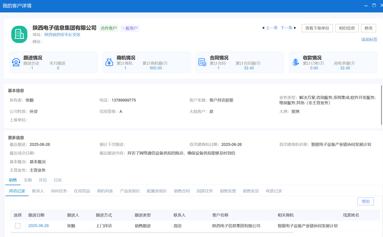 八駿CRM客戶詳情頁